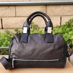 WALTER By Walter Baker Leather Top Handle Black Bown Shoulder Handbag